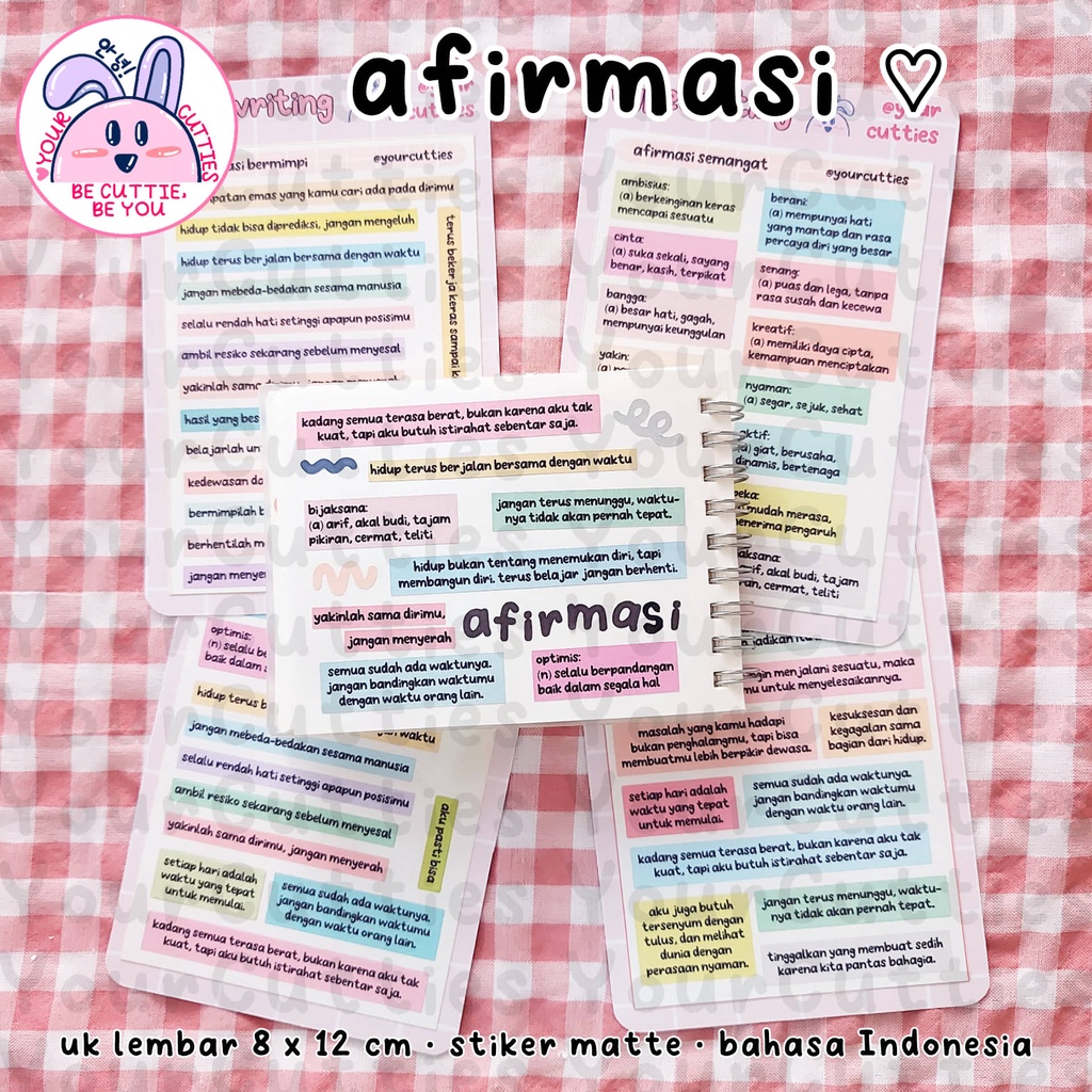 

[SHEET] STICKER STIKER TYPEWRITING TULISAN AFIRMASI QUOTE INDONESIA