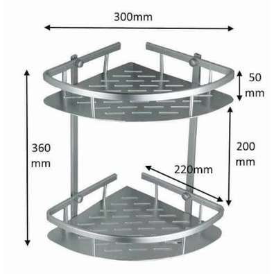 [ Cinicini ] Rak Kamar Mandi Hook 2 Susun Tingkat Aluminium / Rak Gantung Kamar Mandi 2 Tingkat [ Kotak ]