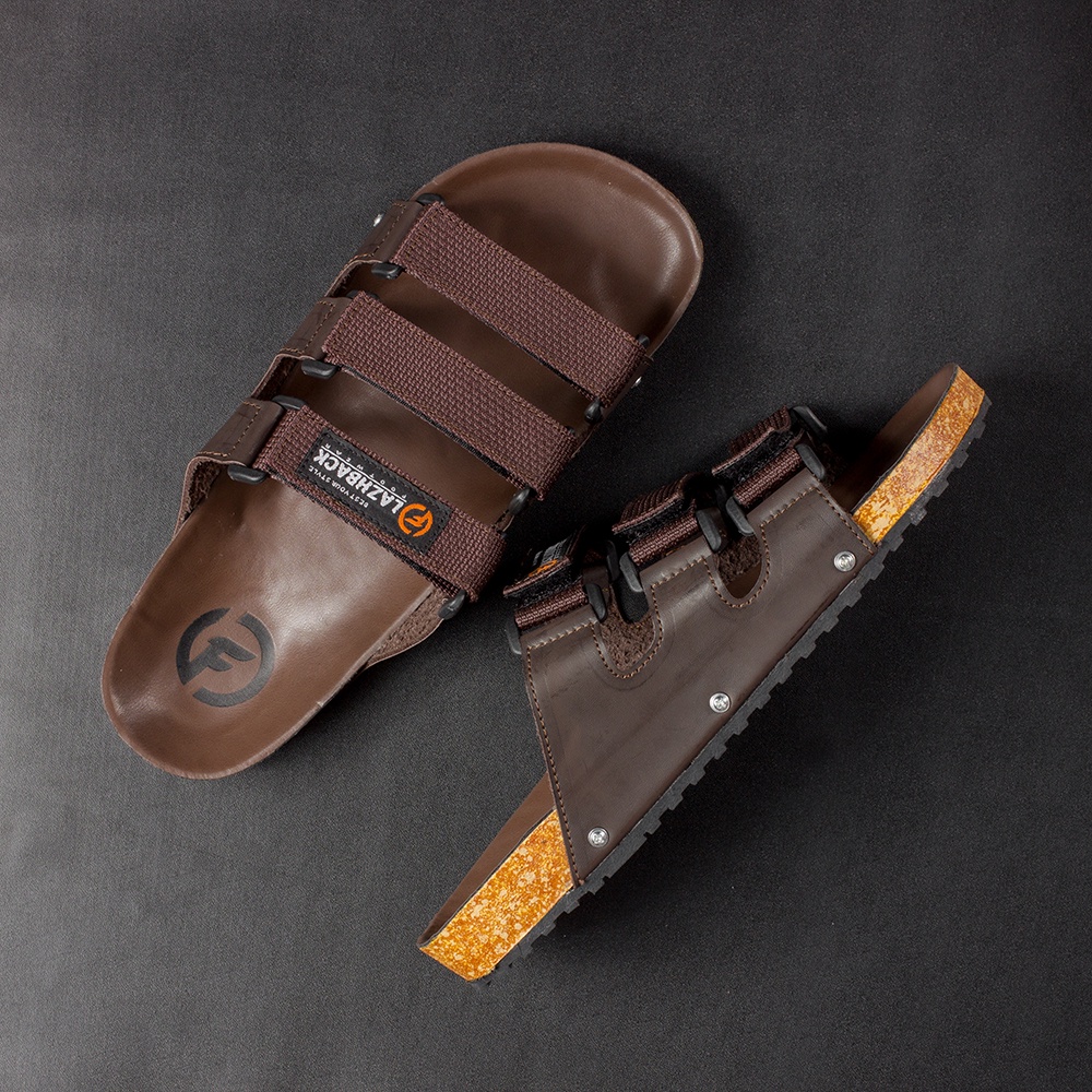 RIDE BROWN |ManNeedMe x FLAZHBACK| Sandal Pria Casual Sandal Slop Puyuh ORIGINAL