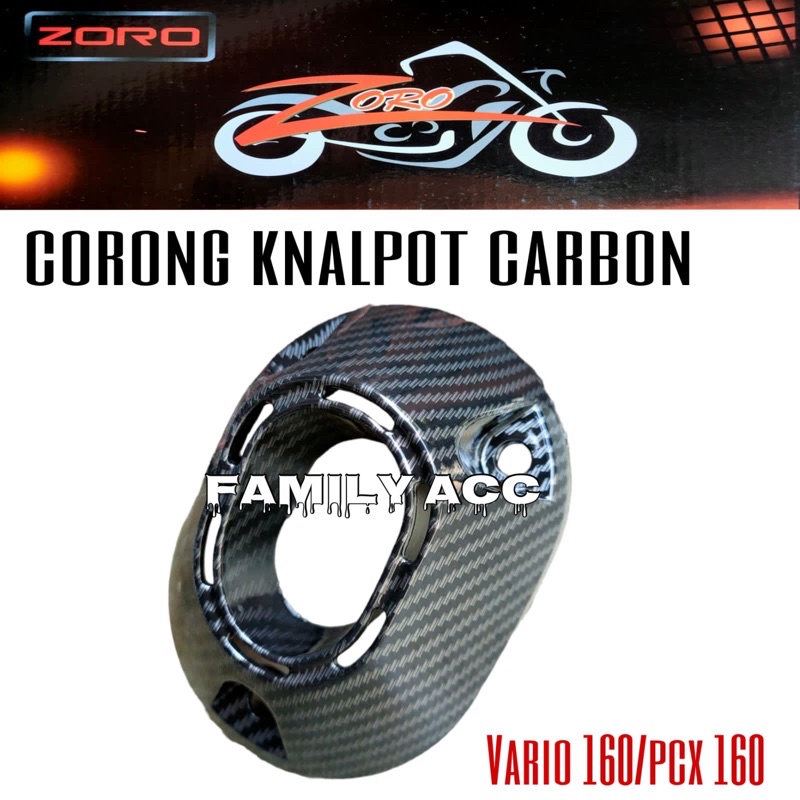 Cover Tutup Corong Knalpot Muffler Karbon Carbon Vario 160 New Dan Pcx 160 New Zoro Import Berkualitas