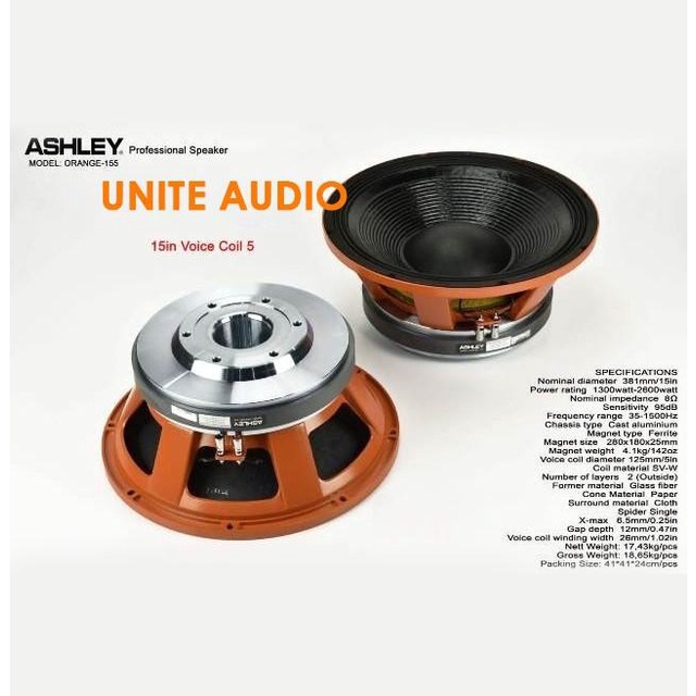 Komponen Speaker ASHLEY ORANGE 155 Speaker 15 Inch ASHLEY ORANGE155