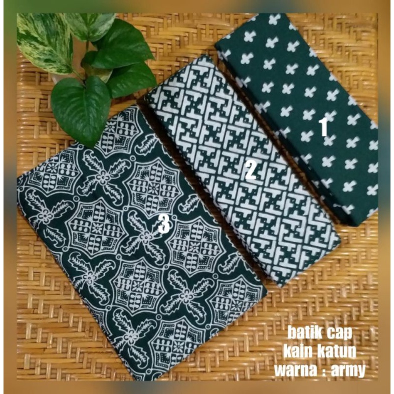 Kain Batik Cap Katun Premium Hijau Muda Hijau Tua Bahan Batik Cap Hijau Army Kain  Batik Garutan