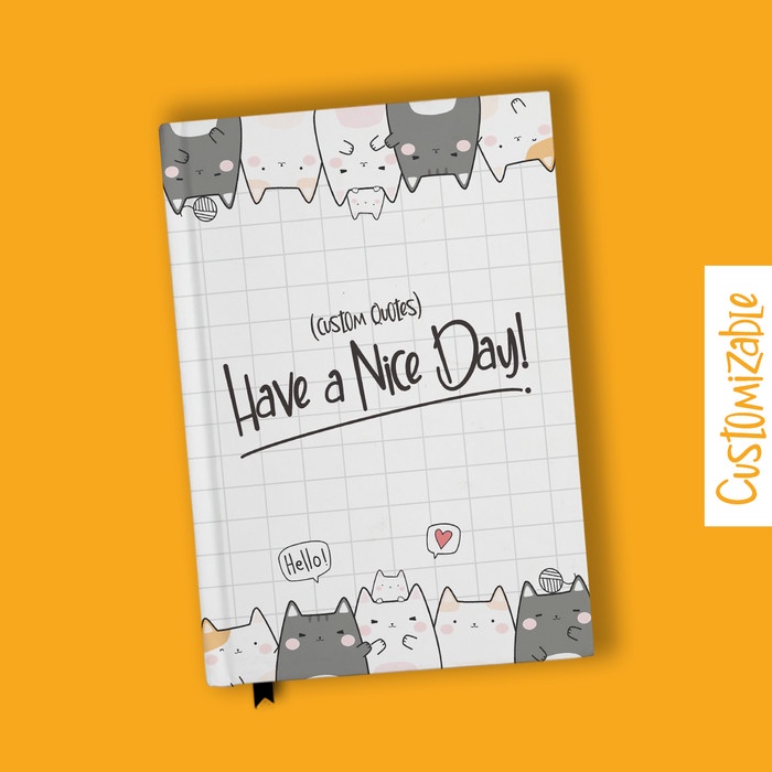 

Buku Catatan Notebook Cute Cat 1 Custom Nama Jurnal Diary Agenda Planner Hardcover A5 A6 B5