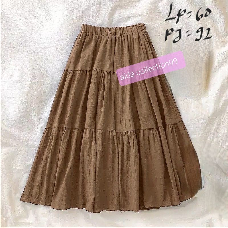 Rok Wanita  Rok Dewasa Skirt Rok Susun Rok Rempel Full Keliling Rok Cringkle Rayon Rok Panjang Rok  Hijab Rok Muslimah Cod