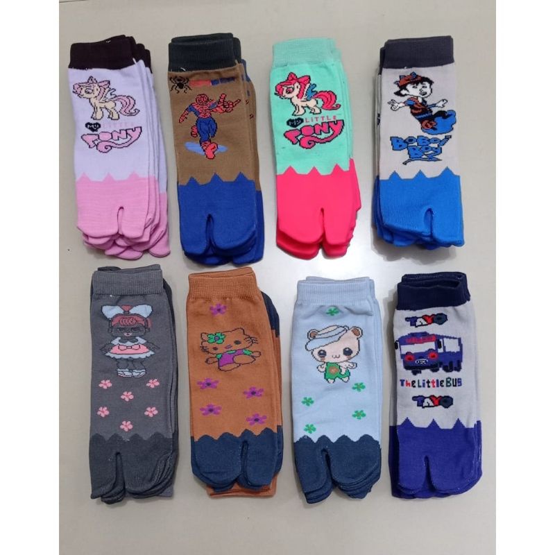 ( RANDOM) 12 PASANG KAOS KAKI JEMPOL MOTIF /KARAKTER ANAK PEREMPUAN/KAOS KAKI ANK PAUD/TK/SD