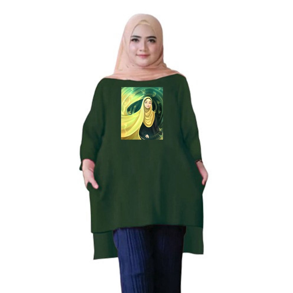 Tunik Wanita HIJAB Kuning/Ld 110/LD 130/Tunik Jumbo