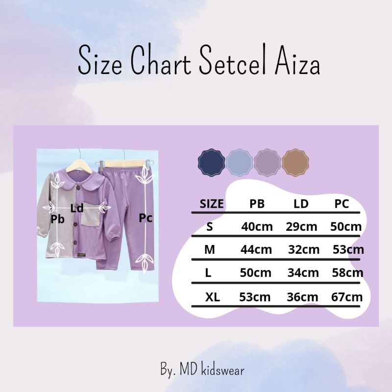 Setcel Aiza. Setelan Baju dan Celana Anak Perempuan