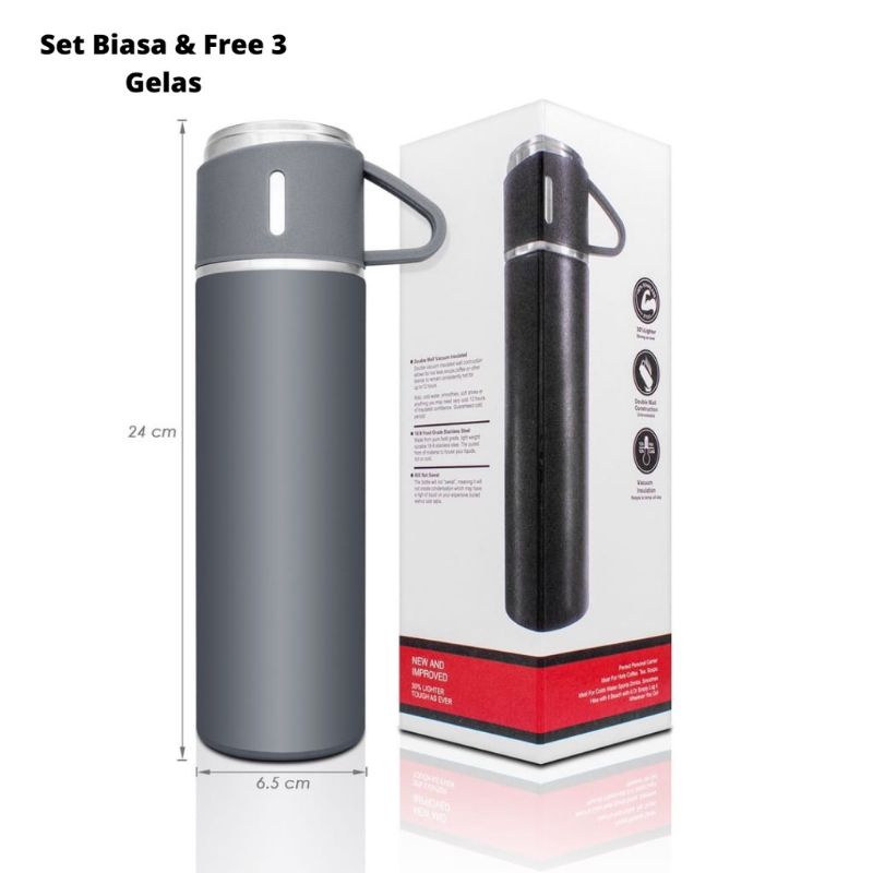 BOTOL Thermos vaccum flash set gift hampers 500 ml / thermos cangkir set / thermos viral