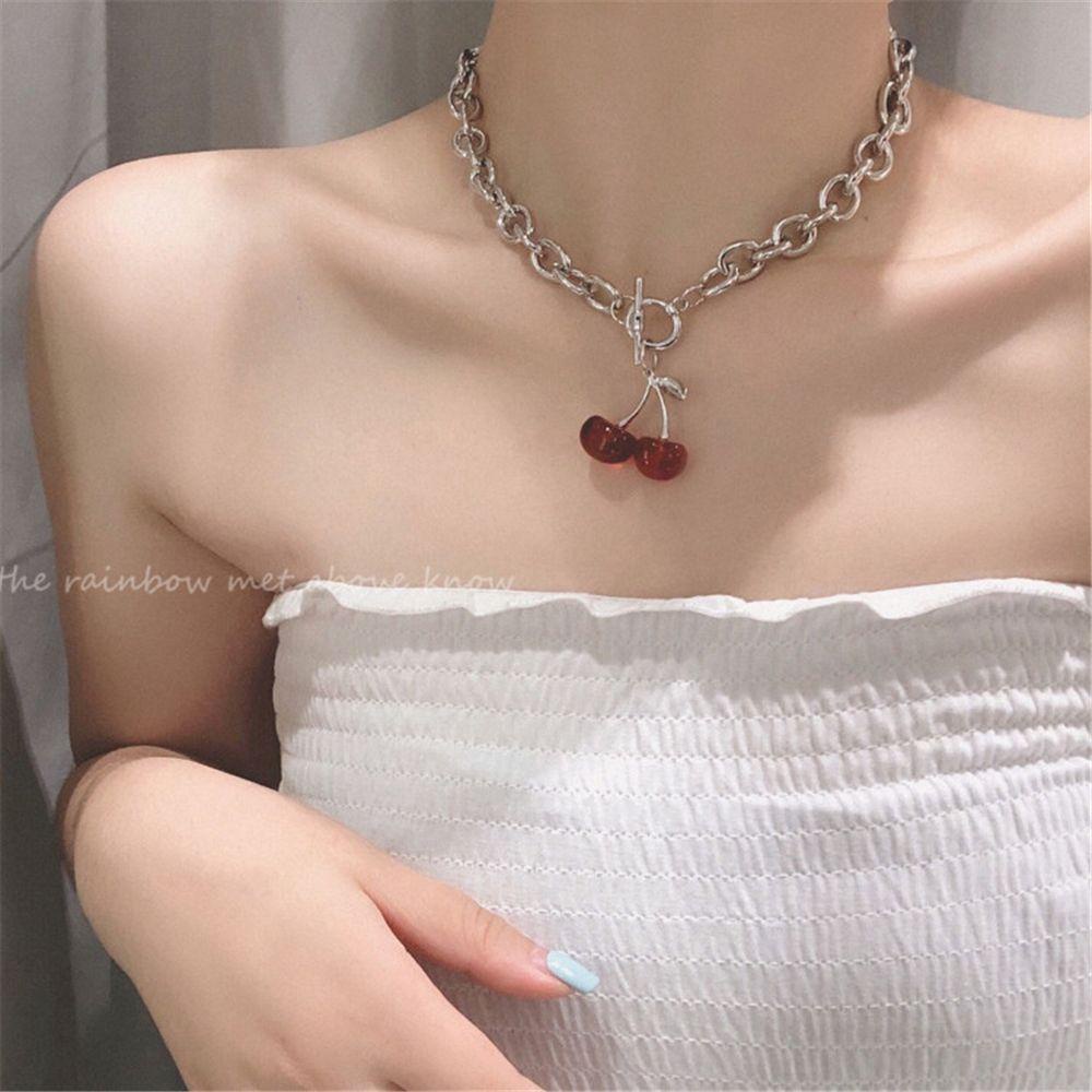 Nanas Cherry Liontin Fashion Choker Stainless Steel Harajuku Diablo Link Rantai Gothic Klavikula Rantai