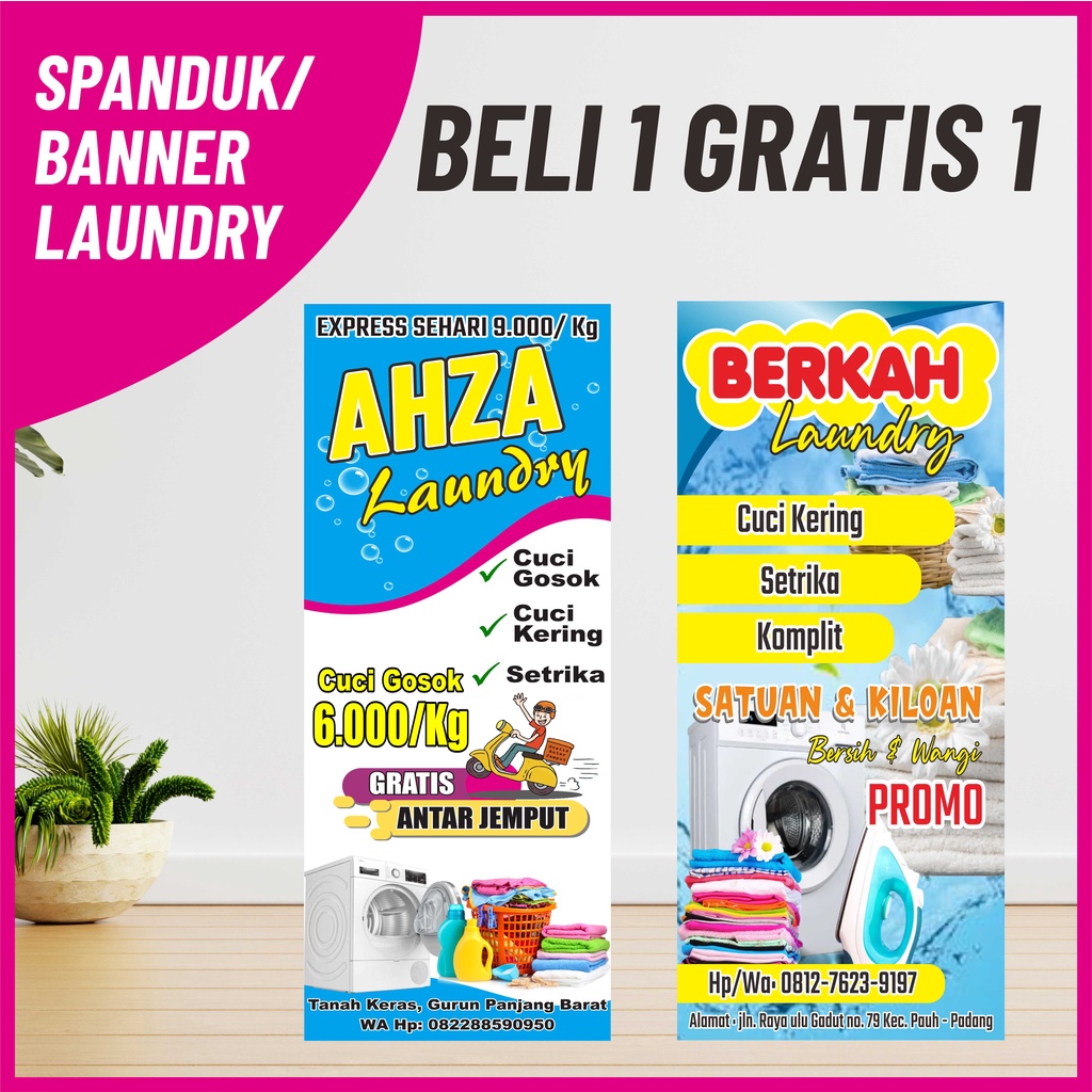 Cetak banner/spanduk, banner laundry, banner konter pulsa, Spanduk jual pulsa BELI 1 DAPAT 2