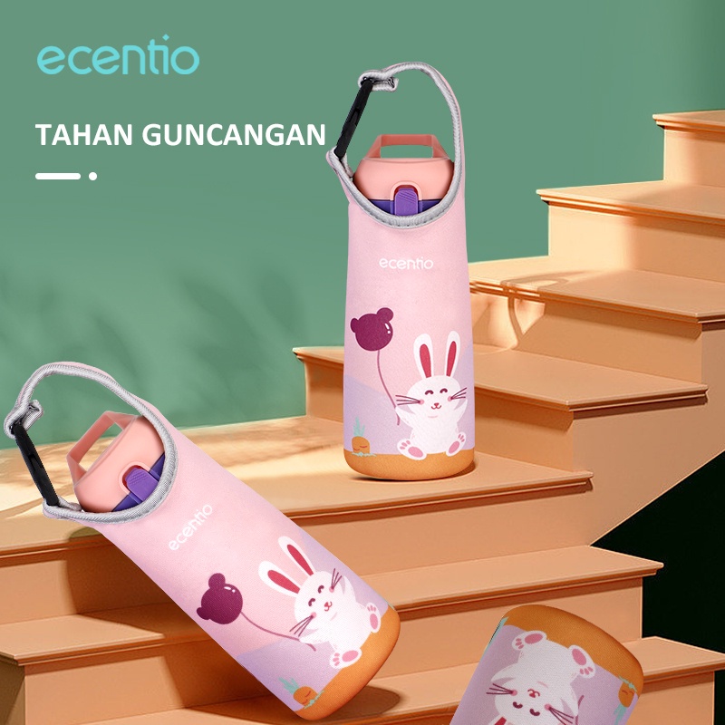 ecentio &amp; FOODI  tas botol minum anak sedotan termos air panas mini 400ml/tas botol minum termos air pana 400ml