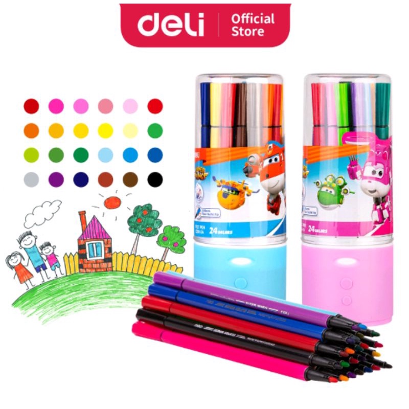 

DELI SPIDOL WARNA TABUNG 24 WARNA FELT PEN C150-24 SUPER WINGS