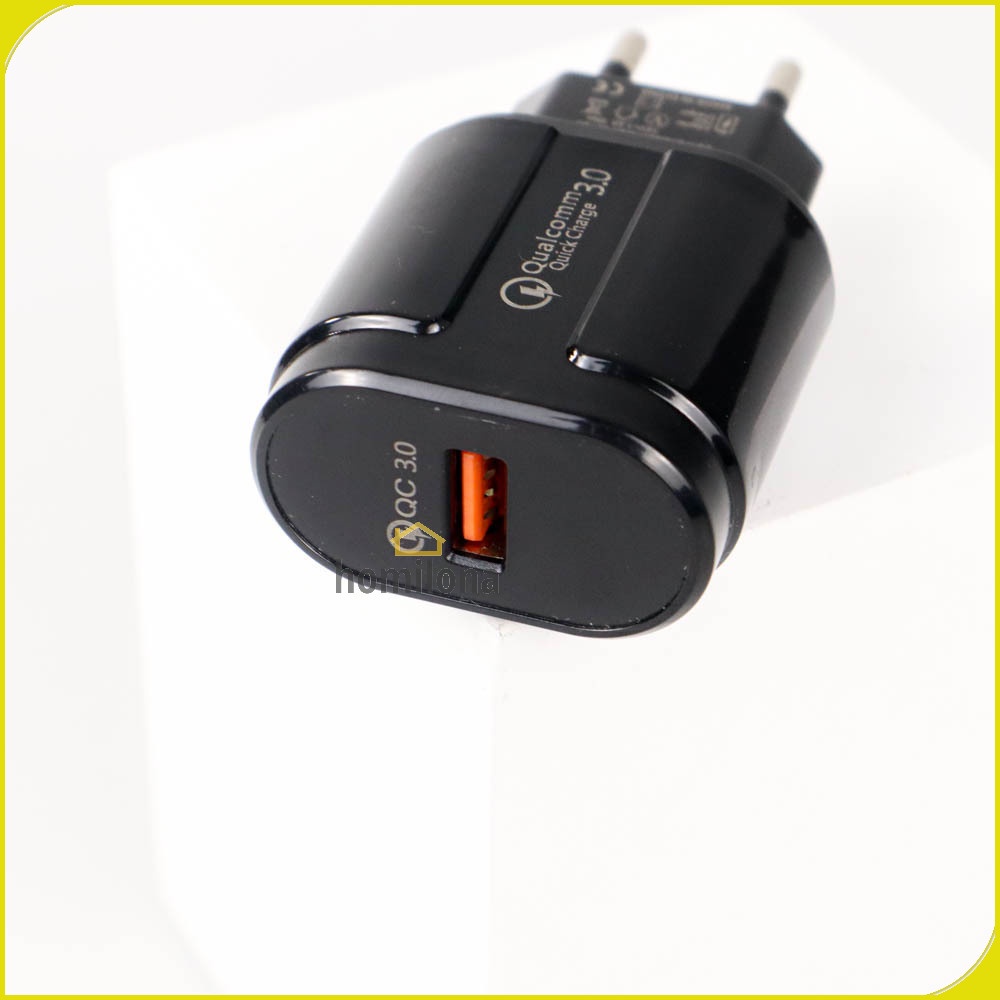Charger USB 1 Port QC3.0 3A 18W EU Plug - OLAF BC21 - Black