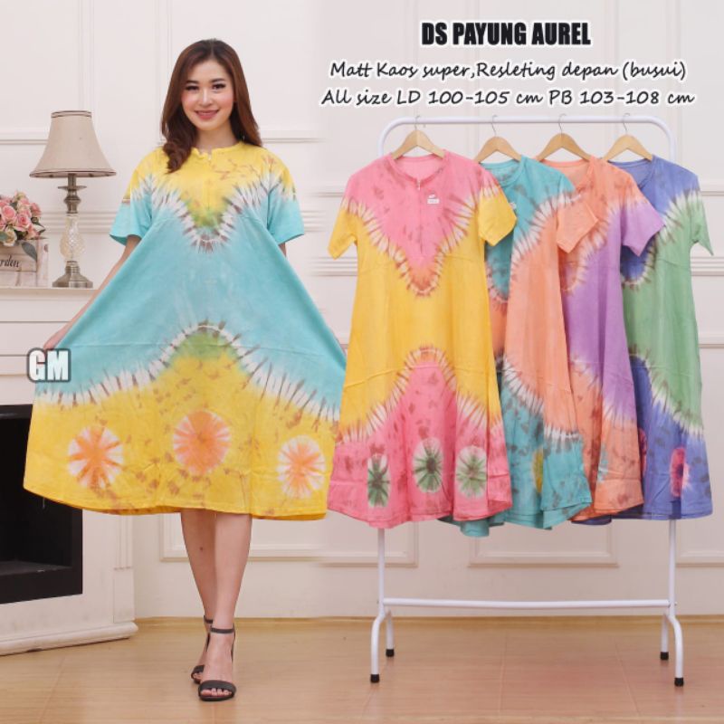 Daster kaos payung busui resleting depan