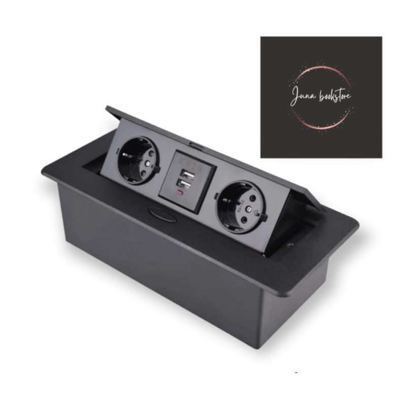 STOP KONTAK MEJA TANAM 2 LUBANG + USB CHARGER POP UP TABLE SOCKET
