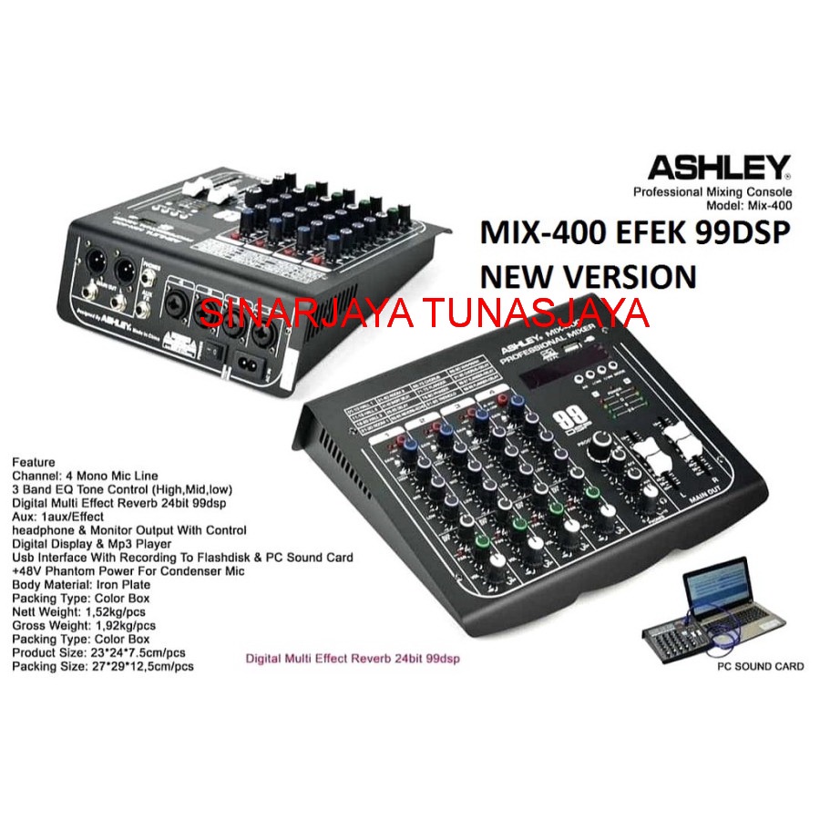 HY854 Mixer 4Ashley MIX400 MIX-400 99DSP USB MP3 Bluetooth Recording S