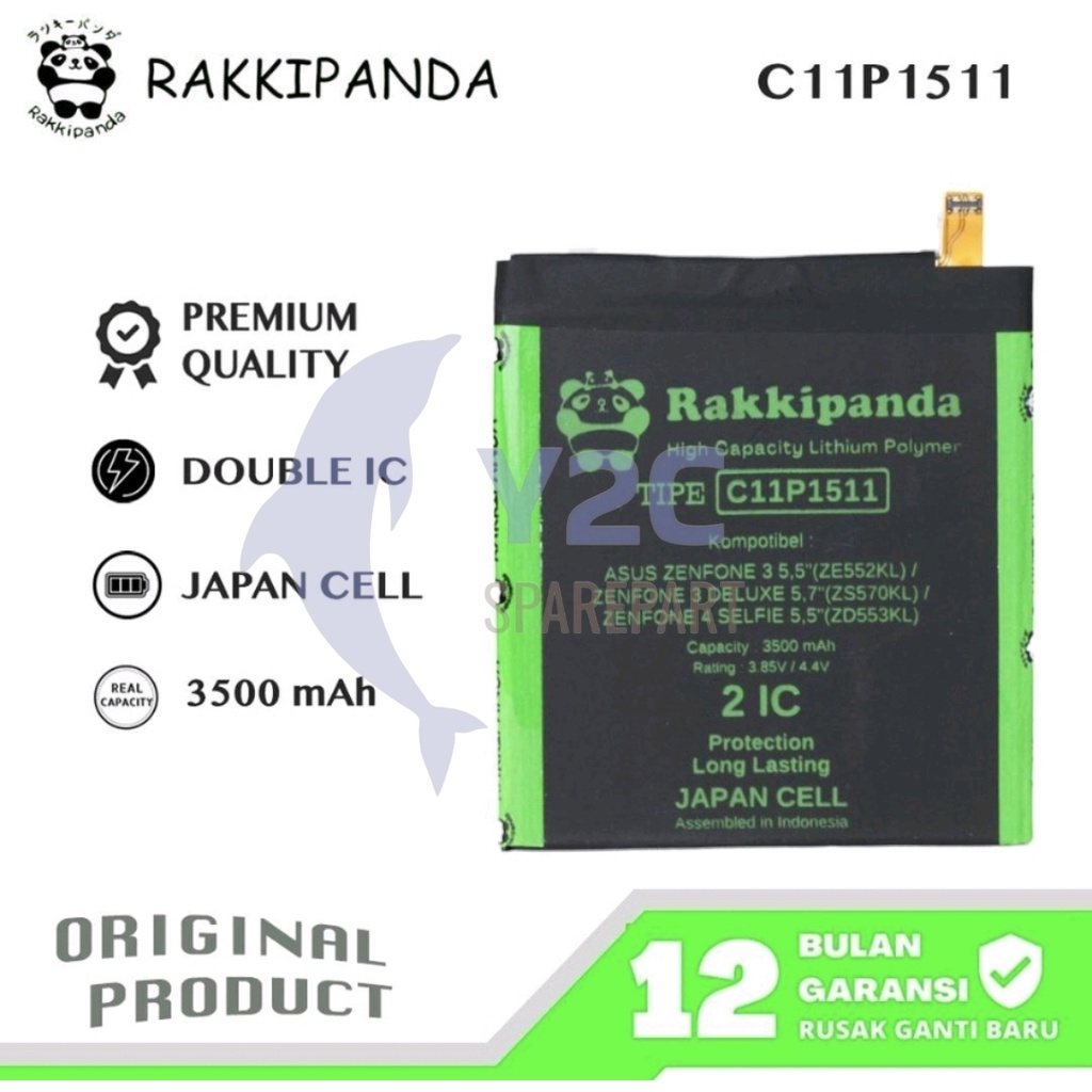 RAKKIPANDA C11P1511 FLEXI LURUS ZENFONE 3 5.5 Z552KL / ZENFONE 4 SELFIE 5.5 ZD553KL / ZENFONE DELUXE 5.7 ZS570KL BATERAI BATRE BATERE BATRAI BATREI DOUBLE POWER