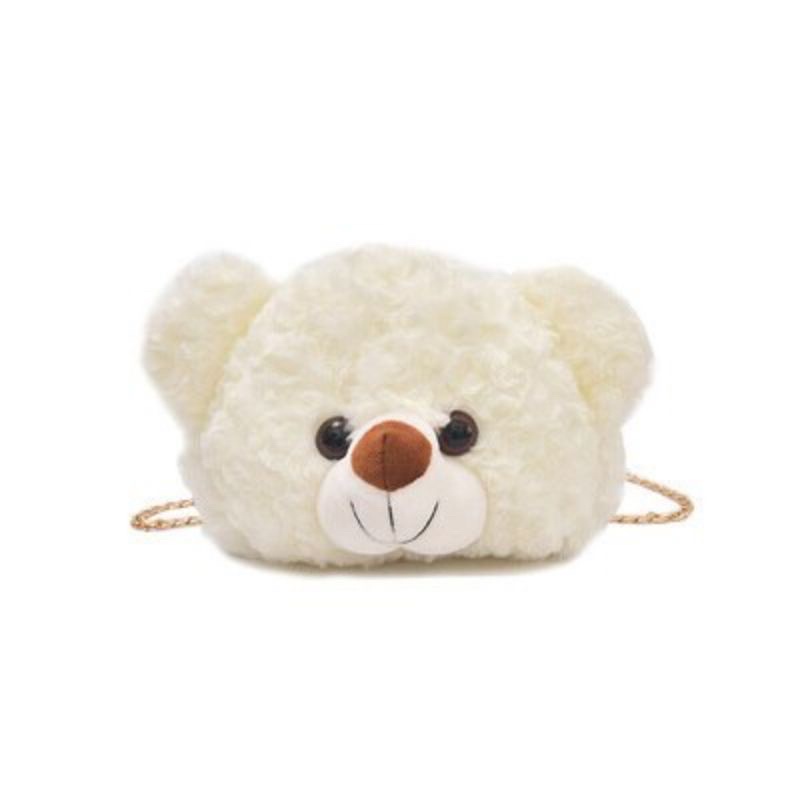 Tas Selempang Kepala Bear Boneka Beruang Bulu Slingbag Wanita Teddy Bear Korea Lucu tali rantai