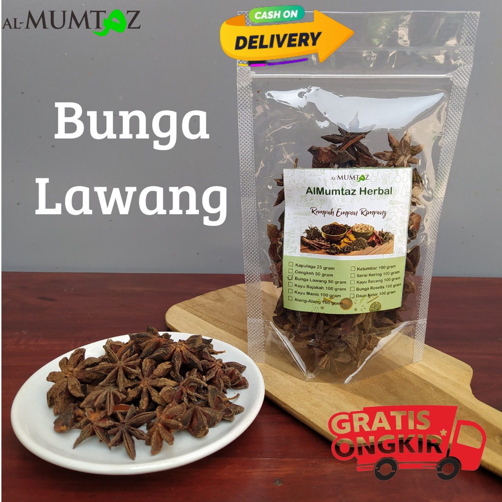 

Bunga Lawang, star anise 50 gram, kembang lawang pekak original penyedap makanan dan obatflu dan insomnia