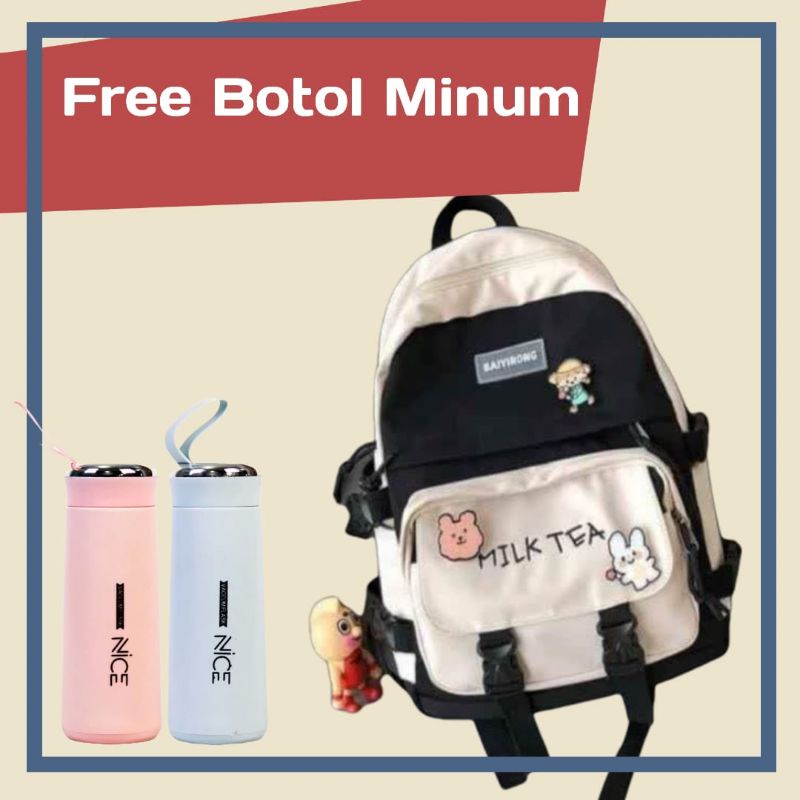 Tas Ransel Anak-Anak Tas Sekolah Wanita Tas Sekolah TK SD Tas Ransel MILK TEA