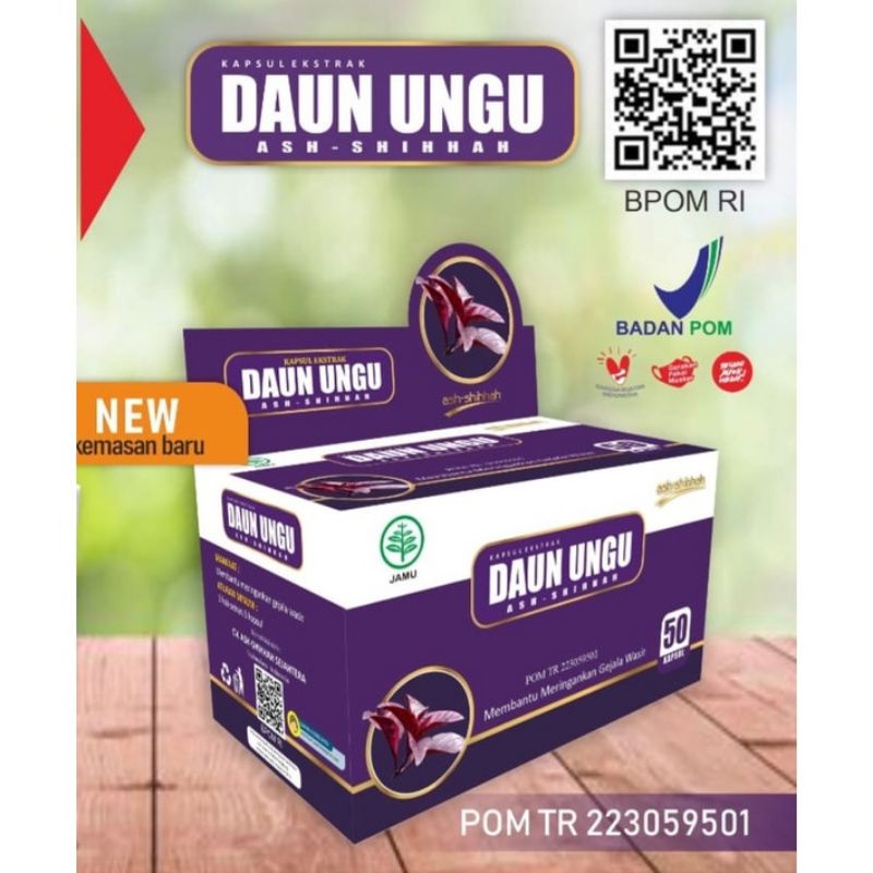 [ ORIGINAL ] Kapsul Daun Ungu Pil Ambeyen Obat Wasir Ambeien Herbal BPOM Ampuh Untuk Benjolan BAB Berdarah