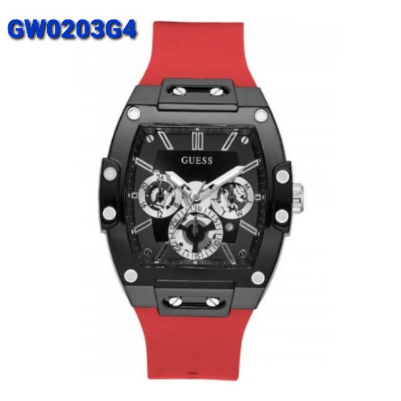 JAM TANGAN BARU GUESS KARET MERAH GW0203G4 ORIGINAL