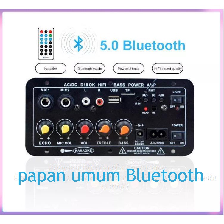 (Stok, Dikirim Dari Jakarta)Bluetooth Amplifier Board 220V 12V 24V Digital Bluetooth Amplifier Amplifier Stereo Mendukung USB TF Remote Control Mikrofon Reverb Fungsi Penyesuaian