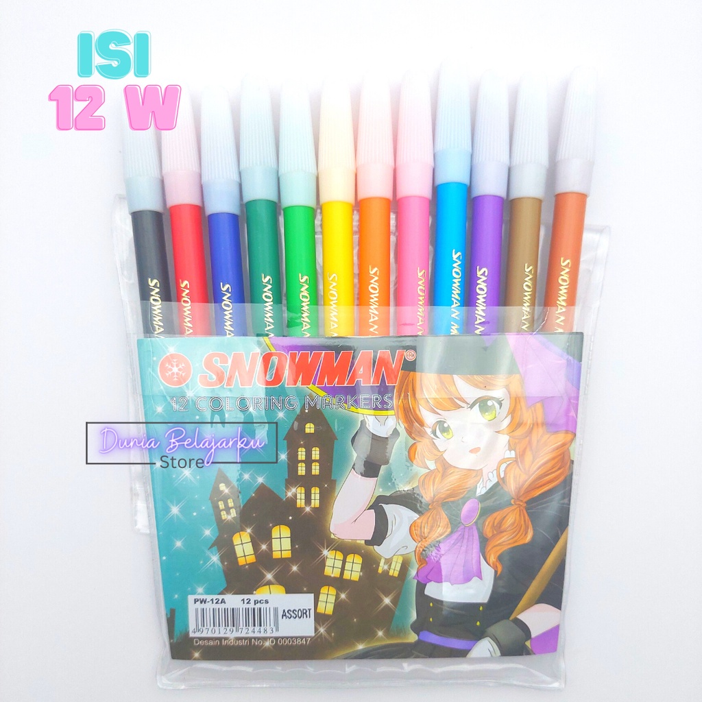 

Spidol Warna Snowman 12 Warna Colour / Spidol Snowman Kecil Marker