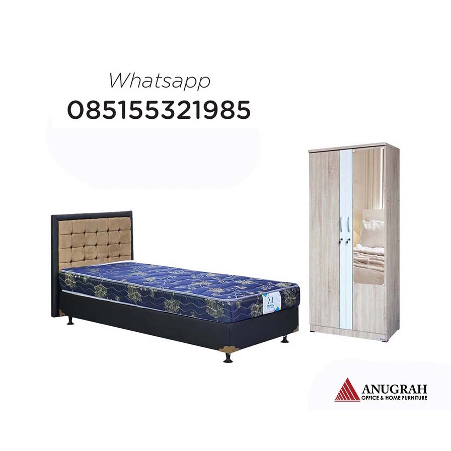 Paket Set kamar kos kamar tidur kasur dan lemari lunar maxy divan matras