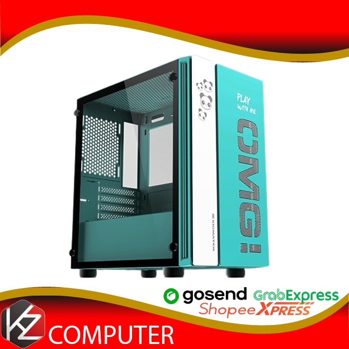 CASING XIGMATEK OMG AQUA BLUE MESHED GRILL TEMPERED GLASS - Case Micro M-ATX