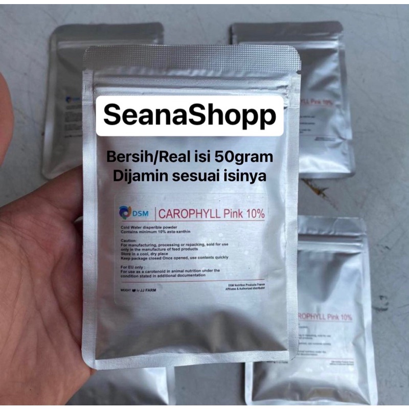 Carophyll Pink DSM France Astaxanthin 50gram Pewarna Ikan Hias Louhan Arwana Chana Koki Koi