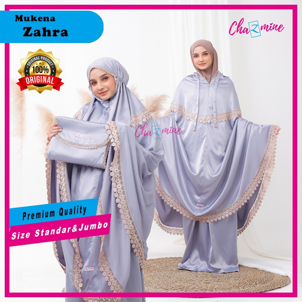 Mukena Dewasa Zahra 2 IN 1 Bahan Satin Premium Free Tas Sejadah Multifungsi Original by Chazmine