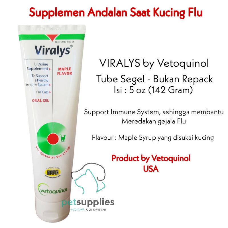 Vitamin Kucing Flu VIRALYS By Vetoquinol Tube Original isi 142 gram