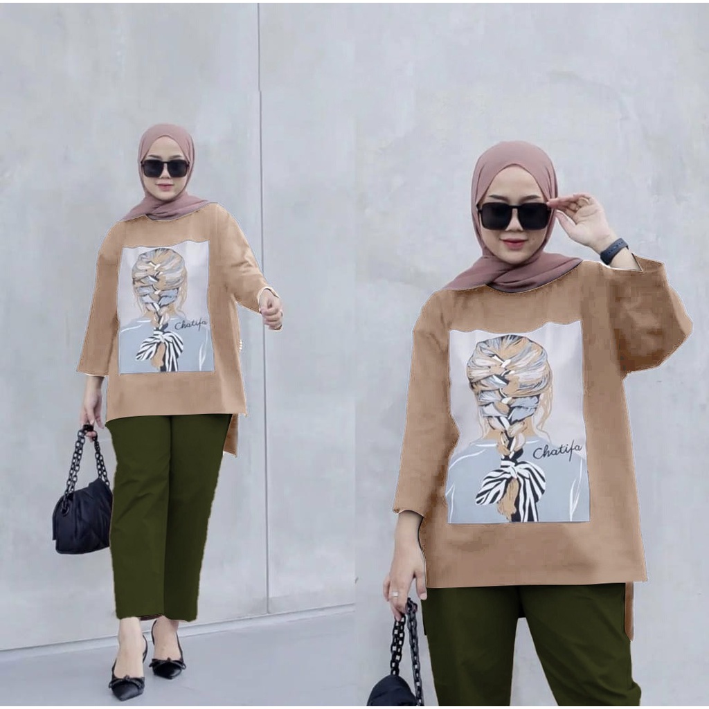 3 UKURAN L XL XXL SET CHATIFA FASHION PAKAIAN WANITA SETELAN ATASAN DAN CELANA BABYTERRY MR