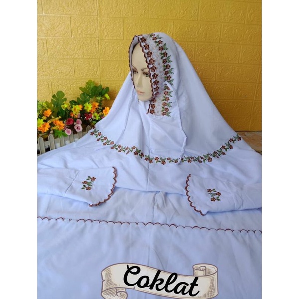 MUKENA LAJURAN DEWASA MOTIF SIMPEL/ MUKENA TERUSAN BORDIR PUTIH