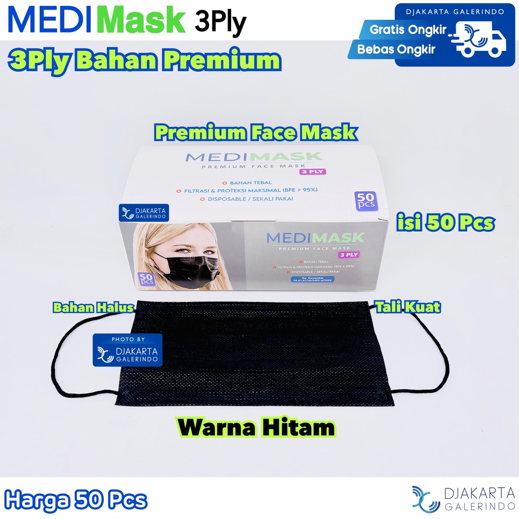 Masker Earloop Premium MEDI MASK 3ply isi 50 Pcs