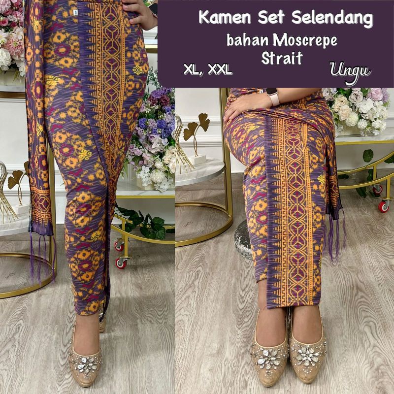 kamen jadi moscrepe set selendangmotif endek bordir