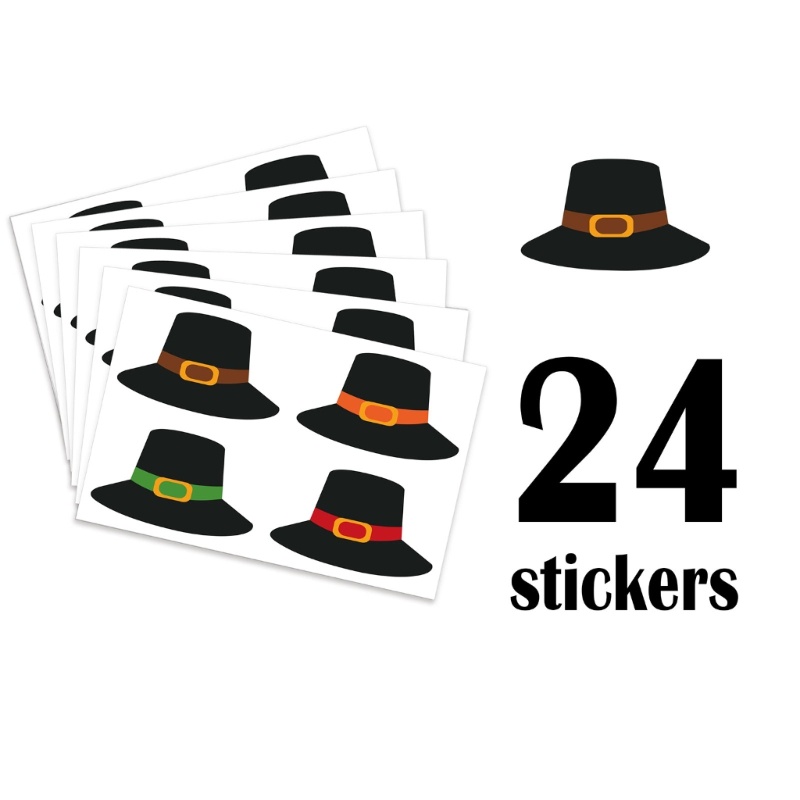 Zzz 24pcs / Set Mainan Stiker Topi + Pin + Kalkun Untuk Aktivitas Anak / Pesta Thanksgiving DIY