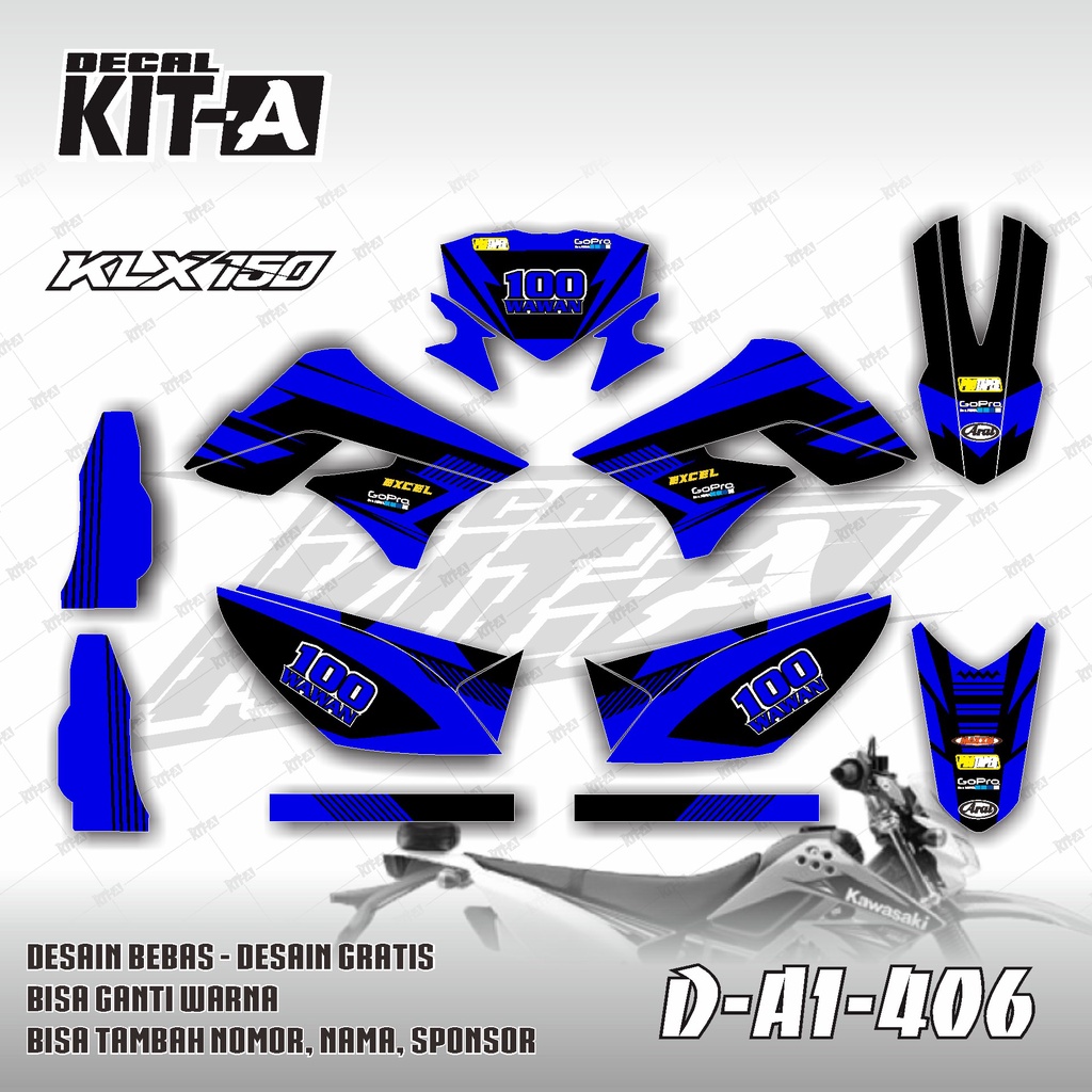 Decal Stiker KLX 150 S NEW WARNA BIRU D-A1-406