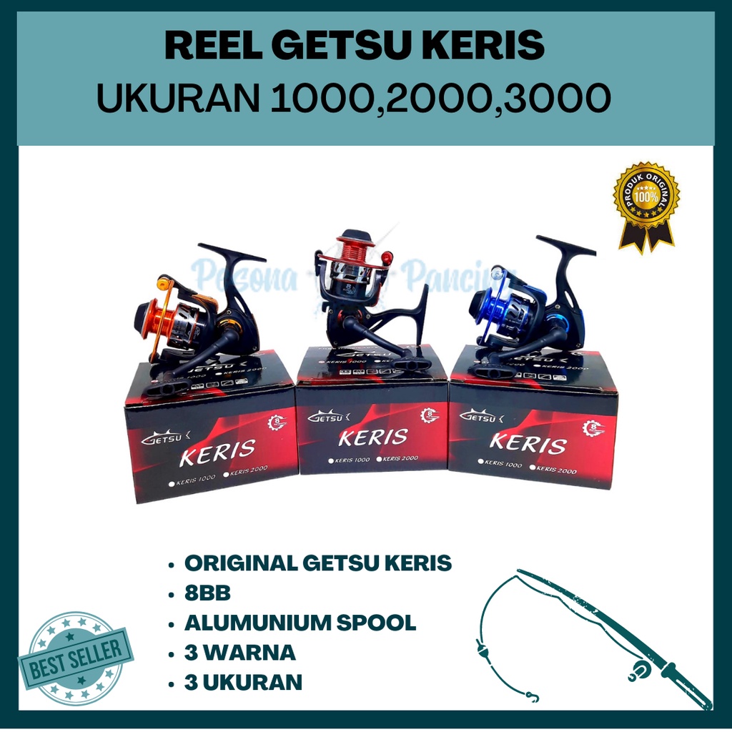 Reel Pancing GETSU KERIS 8BB Spool ALUMUNIUM FREE HANDLE