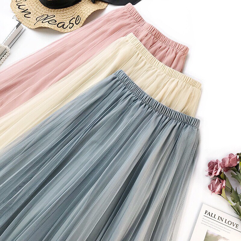 Ariana - Rok Tutu  Dewasa Panjang 90 cm Model High Waist Lipat Bahan Mesh Tulle Elastis