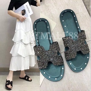 Sandal Wanita Motif Manik-Manik Fashion Korea Import Real Pict Tmall88