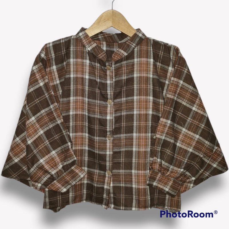 OUTER FLANEL LENGAN PANJANG WANITA KEKINIAN || LENGAN BALON VIRAL