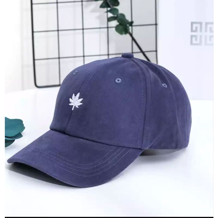 Topi Baseball Bordir Mini Daun / Topi Mini Daun Laki Perempuan Ring Besi Korean Style Kualitas Premium