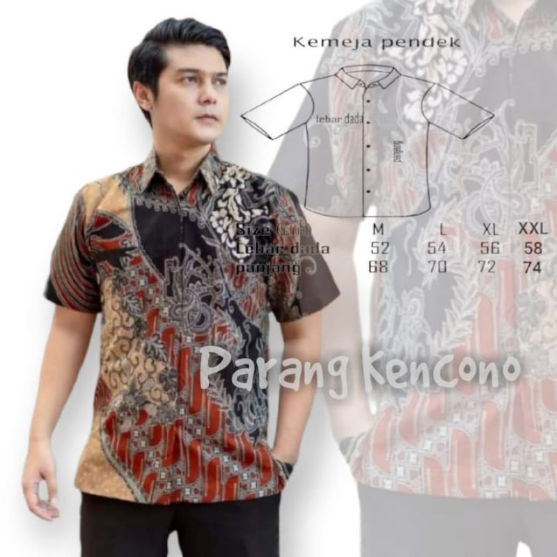 Risna Batik HRB026 Kenongo Hem Kemeja Batik Pria Lengan Pendek Katun Primis Premium Halus M L XL XXL