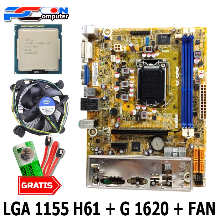 Mainboard Intel GA 1155 H61 dengan Processor G1620  PEGATRON