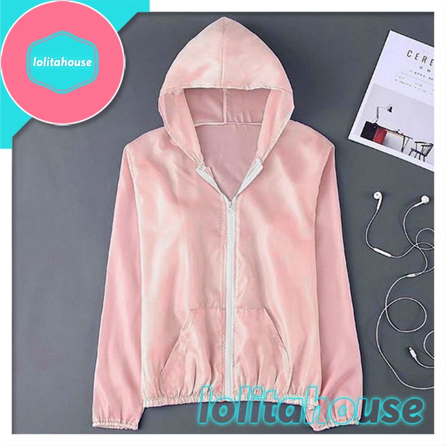 Jaket Wanita Kekinian TIPIS TRANSPARAN SPORT KOREA ANTI MATAHARI PINK I5F4 Keren Wanita Bigsize Prom