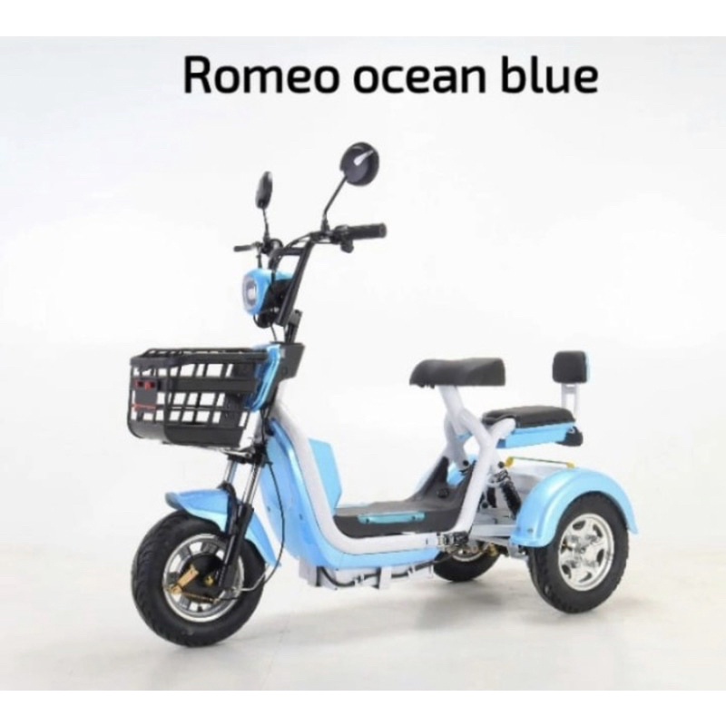 Sepeda Motor Listrik Tipe Romeo Uwinfly Roda Tiga Drum break Sistem By Uwinfly Garansi SNI-Skye Blue