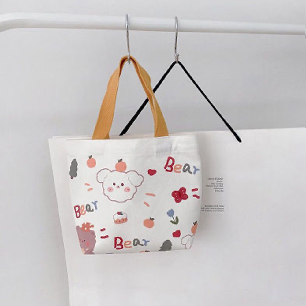Mini Handbag Tas Tote Kanvas Jinjing Wanita Korean Style Tote Bag Handbag Kecil Tas Makeup Canvas Tempat Kosmetik Tas Totebag Bekal Kanvas Mini Bag Lunch Canvas Tas Wanita