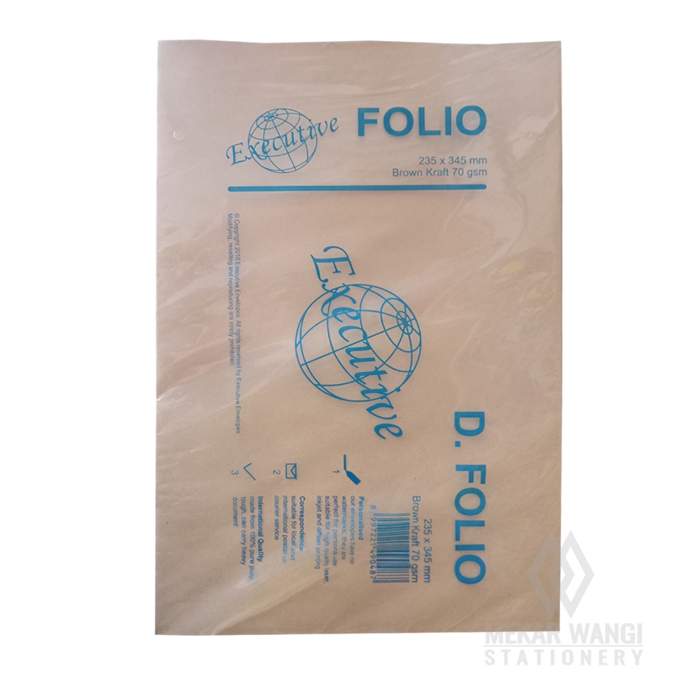 

AMPLOP COKLAT EXECUTIVE FOLIO D ( 1 PAK ISI 100 BIJI )